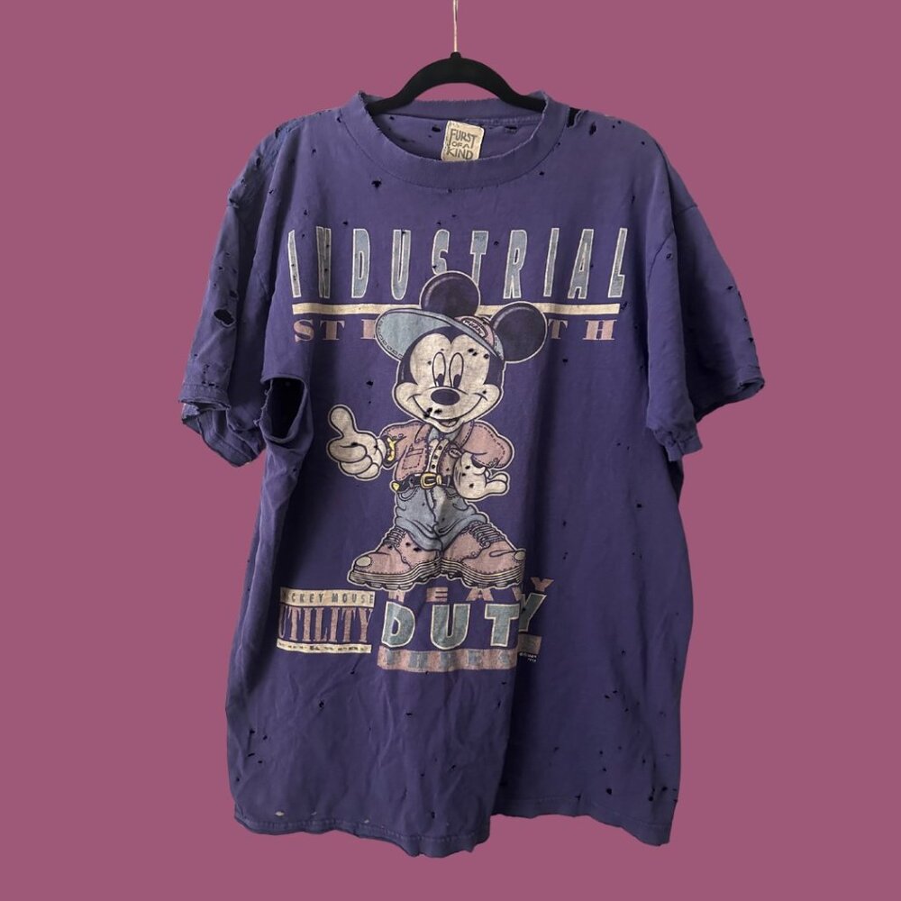 Vintage distressed Mickey Oversize Tee - Size Large